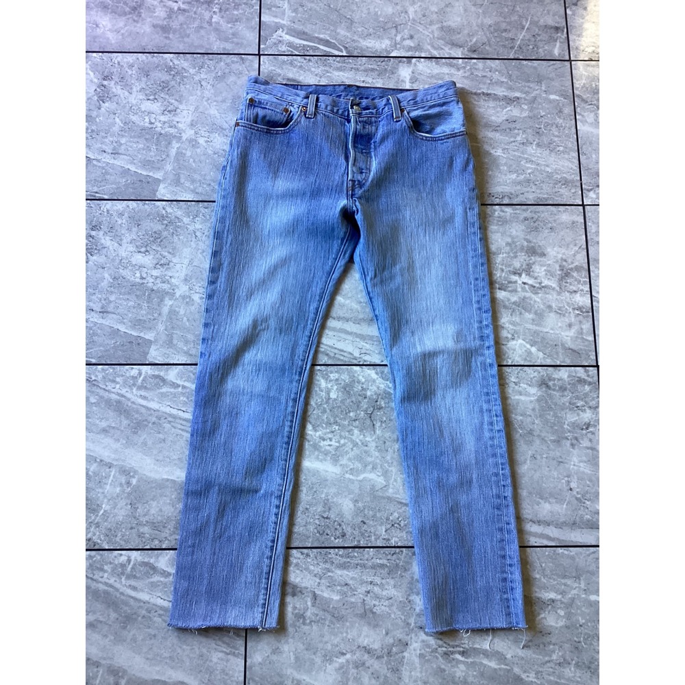 Levis 501 Original Fit Light Wash Raw Hem Straight Leg Jeans W29 L32 501-5215